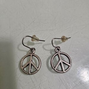 Chic Silver Peace Symbol Earrings